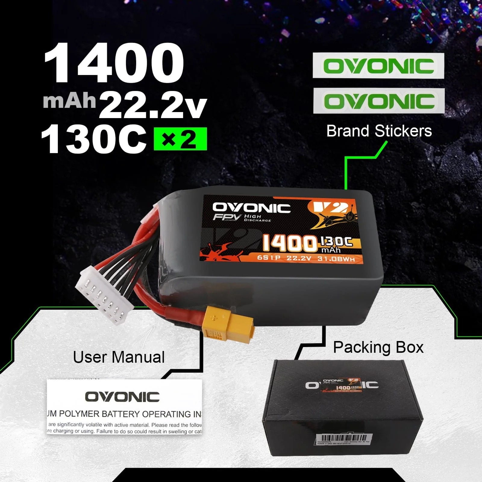 Ovonic 6S 1400mAh 130C LiPo Ak – Drone Battery 6S Bewertung und Preis