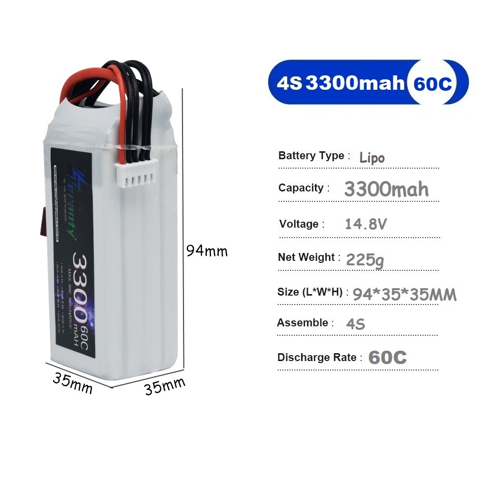 LiPo Akku 4S 3300mAh 60C 14,8V – Drone Battery Connector Bewertung und Preis