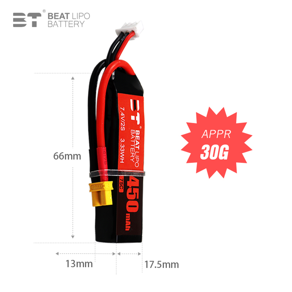 BEAT 2S 7,4 V 450 mAh 75C LiPo – Drone Battery Connector Bewertung und Preis