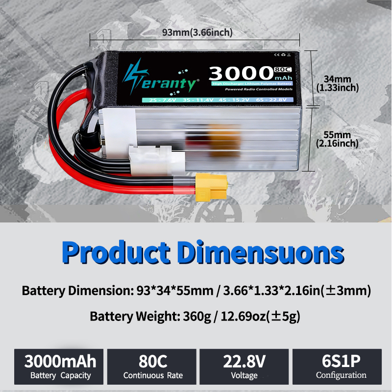 TERANTY 6S 22,8V 3000mAh 80C/1 – Drone Battery 6S Bewertung und Preis