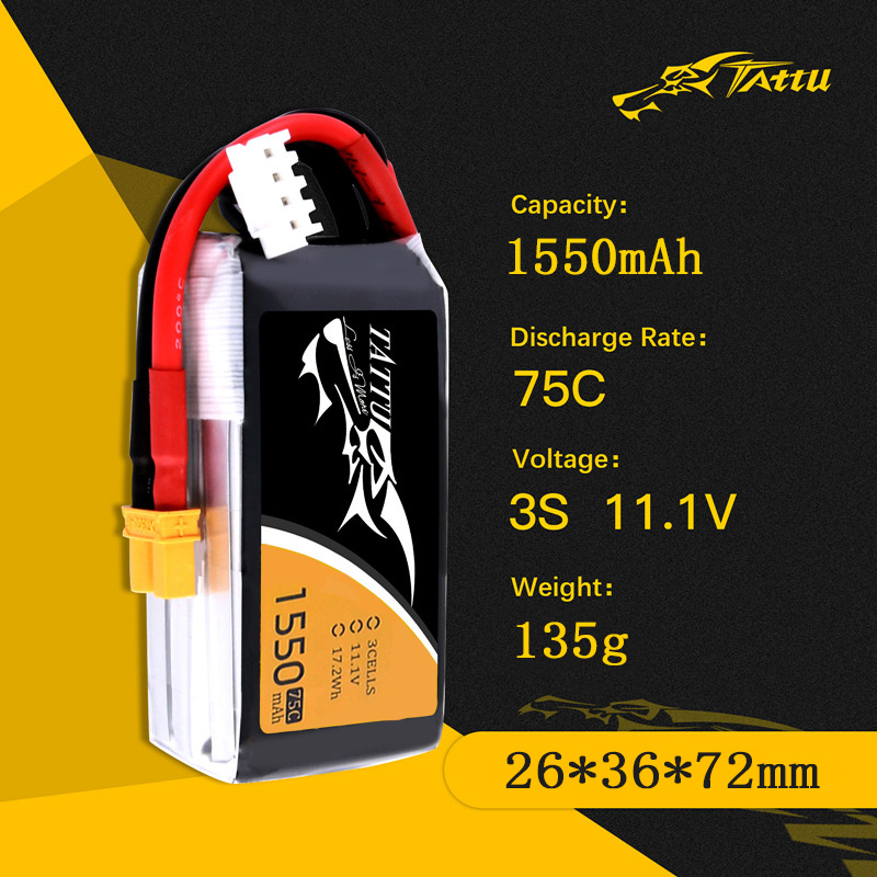 Tattu 3s 11,1 v 1550mah 75c li – Drone Battery Connector Bewertung und Preis